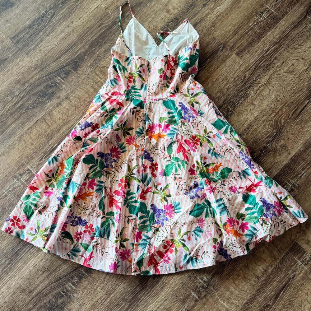 Gianni Bini Jacqueline Striped Floral Sweetheart Neck Midi Dress - Picture 7 of 8